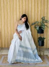 Ktd 2155 Cotton With Silver Patta Border Saree